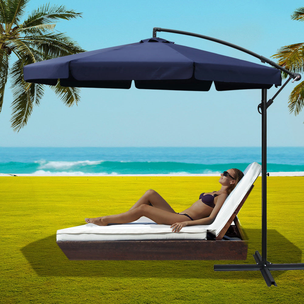 Cantilevered 3M Outdoor Garden Umbrella - Navy
