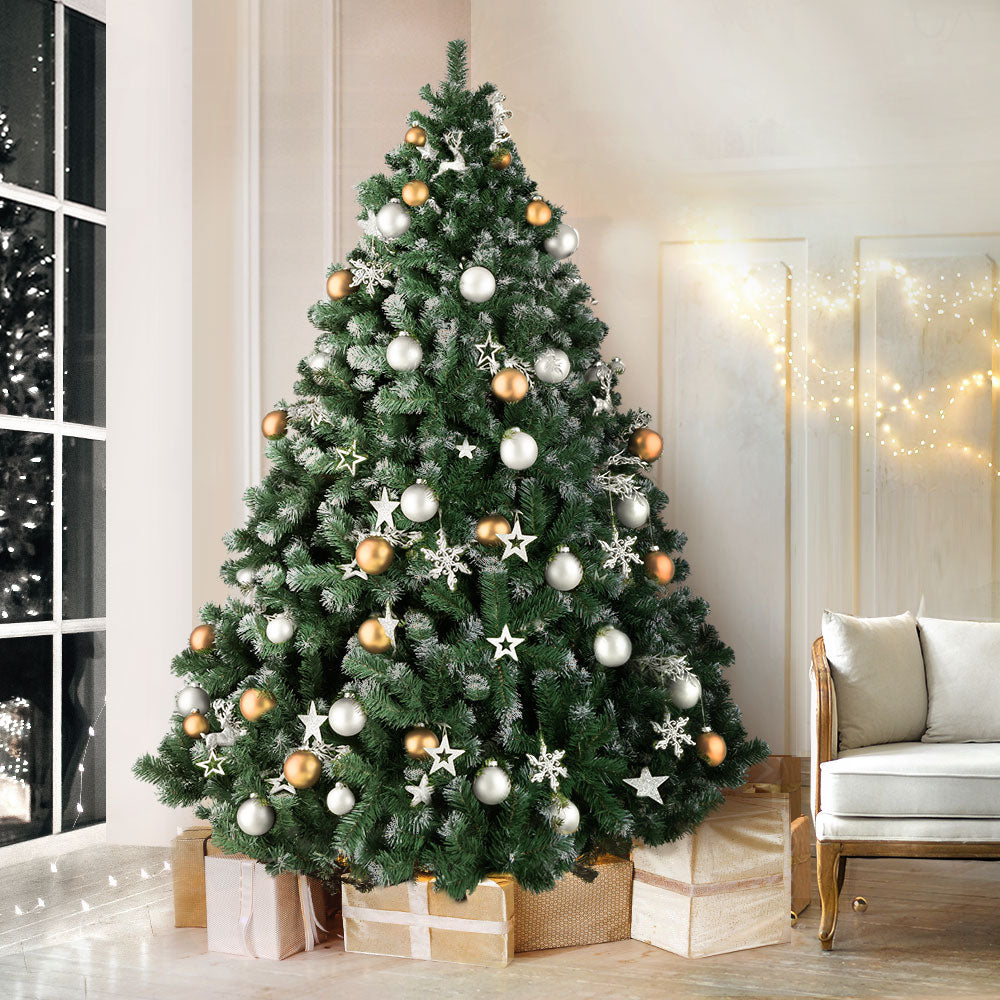Christmas Tree Xmas Decorations Snowy 1500 Tips - 2.4m