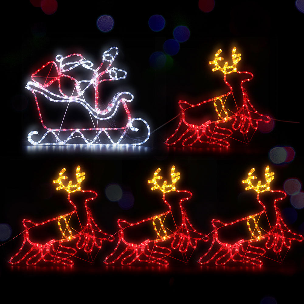 Christmas Motif Lights LED Rope Reindeer Colourful Xmas - 5m