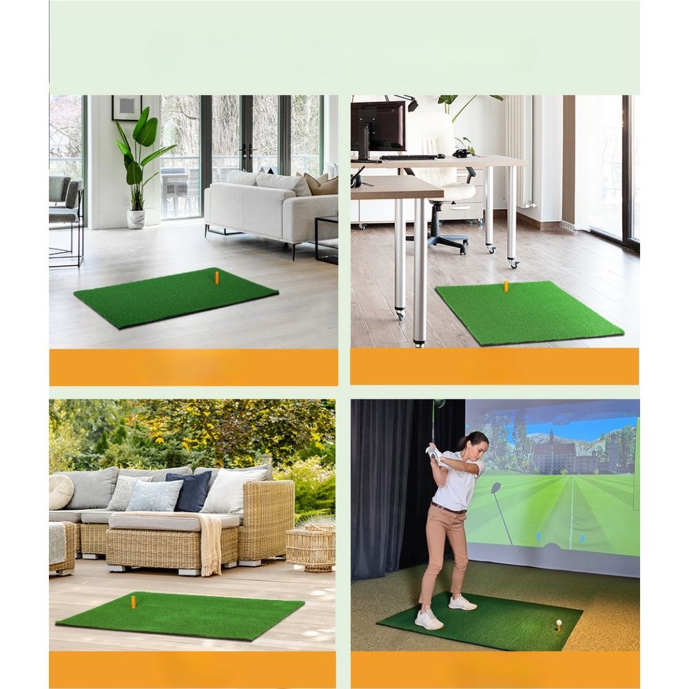 Portable Golf Hitting Mat with Rubber Holder Range Training Aid - 80x60cm