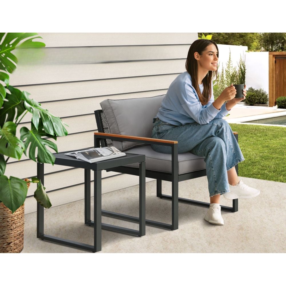 Sofa Outdoor Corner Modular Setting Steel Lounge Set - 3 Seater