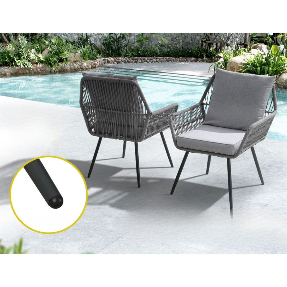 Outdoor Chairs Table Furniture Lounge Bistro Patio Set - 3 Piece