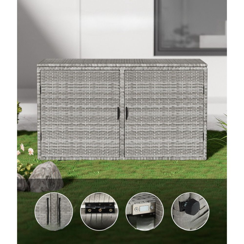 Storage Bench Box Garden Sheds Cushion Patio Tool Outdoor Chair - Grey