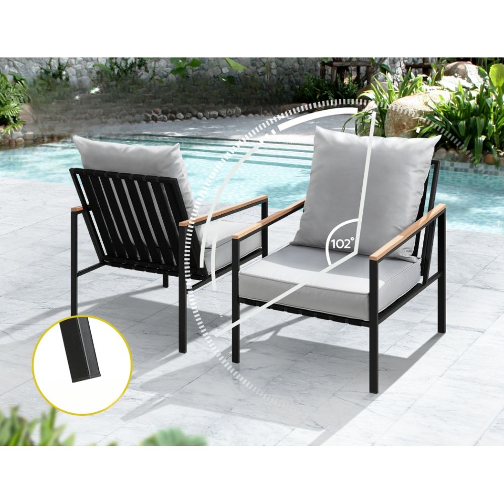 Outdoor Furniture Lounge Setting Bistro Chairs Table Patio Set - 3pcs