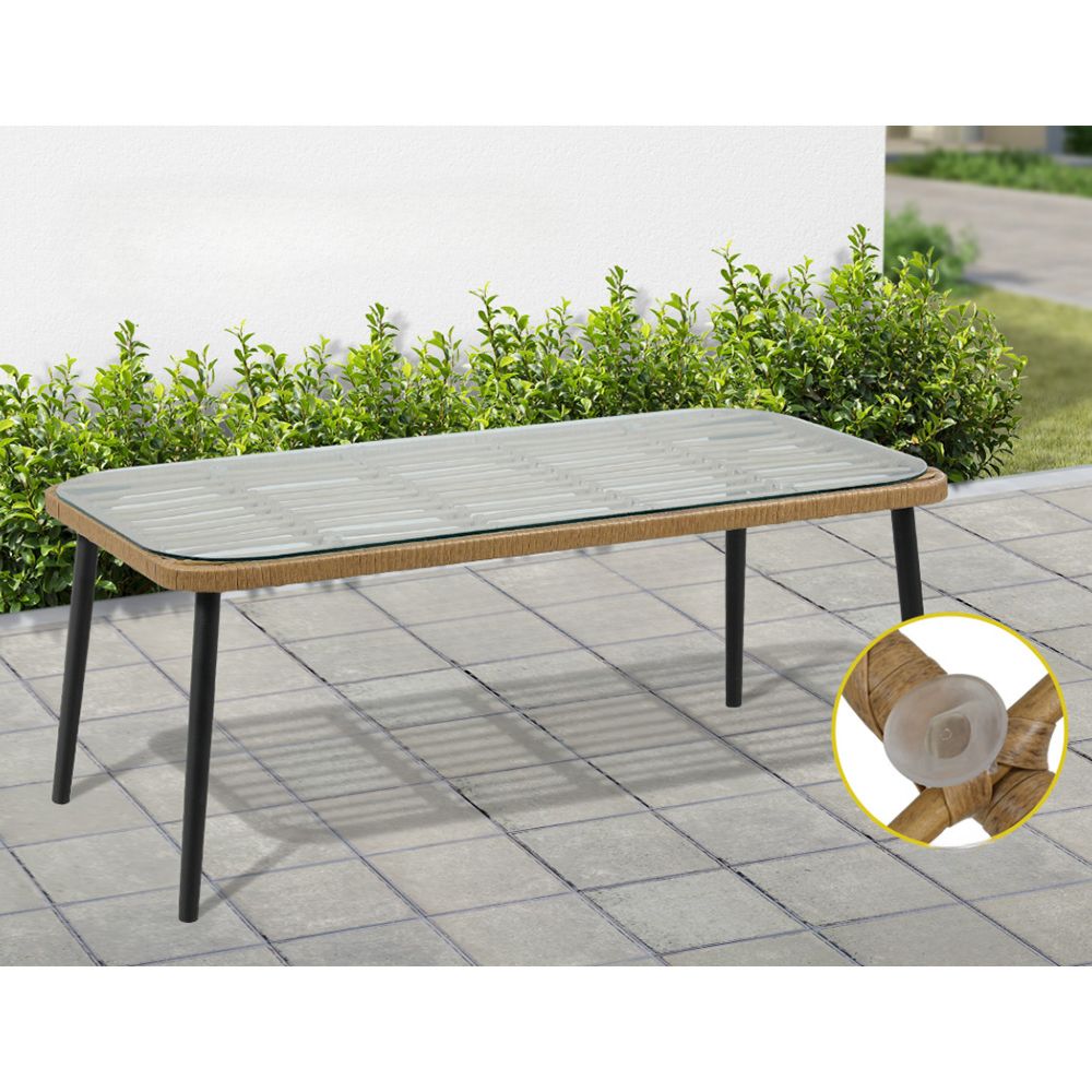 Outdoor Furniture Sofa Rattan Table Chairs Lounge Set - 4 Piece