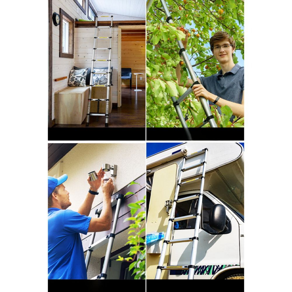 Home Telescopic Aluminium Ladder Step Extendable Height - 2.6m