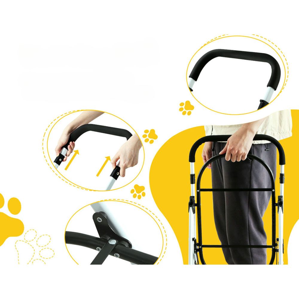 Pet Stroller Dog Large Cat Carrier Travel Foldable - 4 Double Wheels