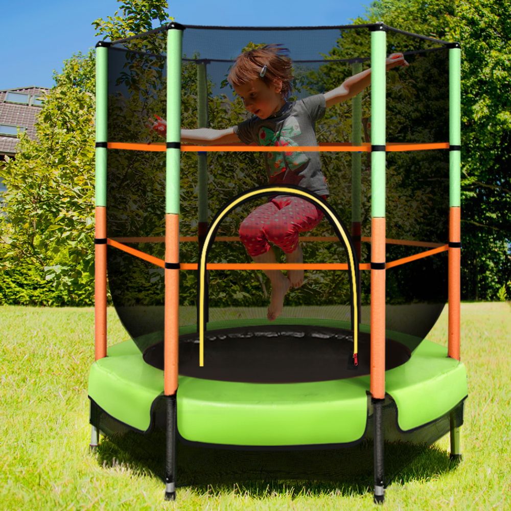 Trampoline Kids Trampolines Cover Safety Net Pad Ladder Gift Green - 4.5ft