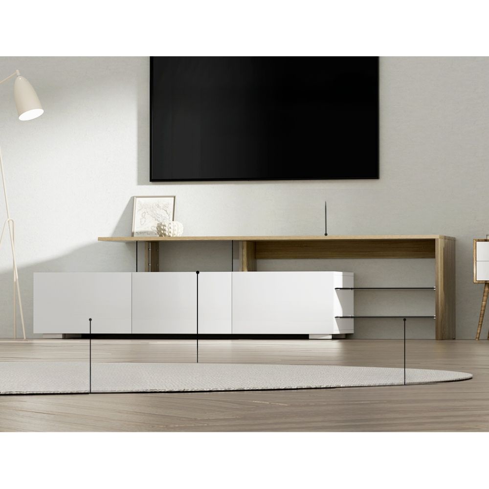 TV Cabinet Entertainment TV Unit Stand Furniture With Drawers 180cm Wood