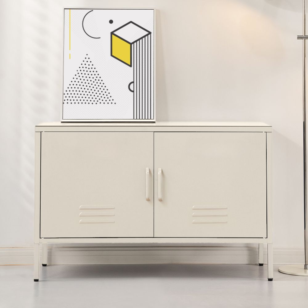 Buffet Sideboard Locker Metal Storage Cabinet - White