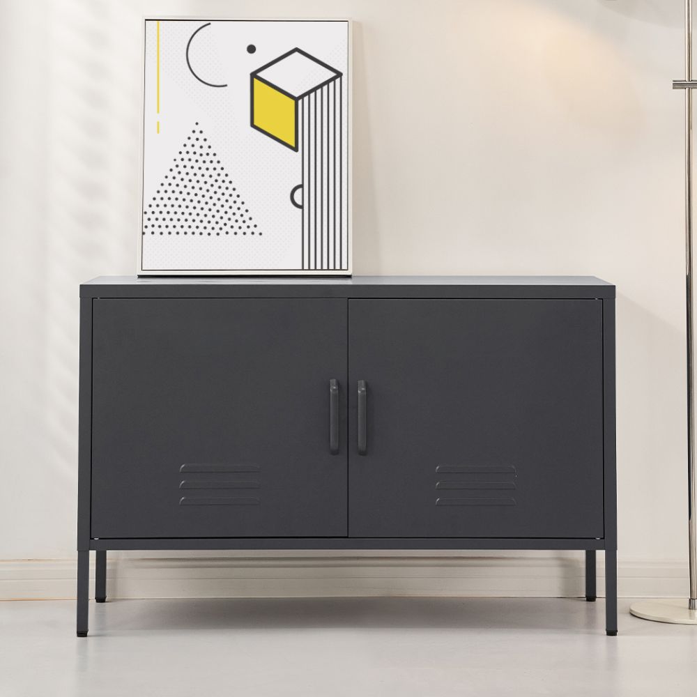 Buffet Sideboard Locker Metal Storage Cabinet - Charcoal
