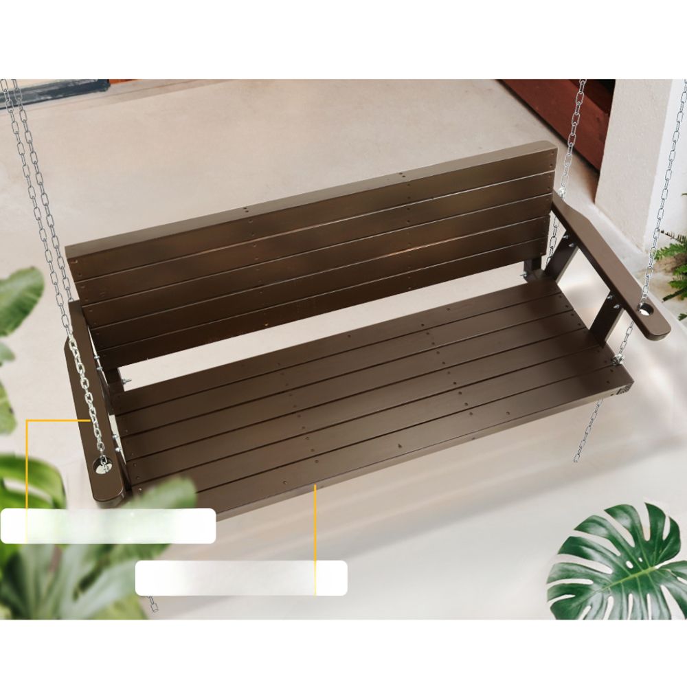 Porch Swing Bench Outdoor Furniture Wooden Chair 3 Seater - Brown