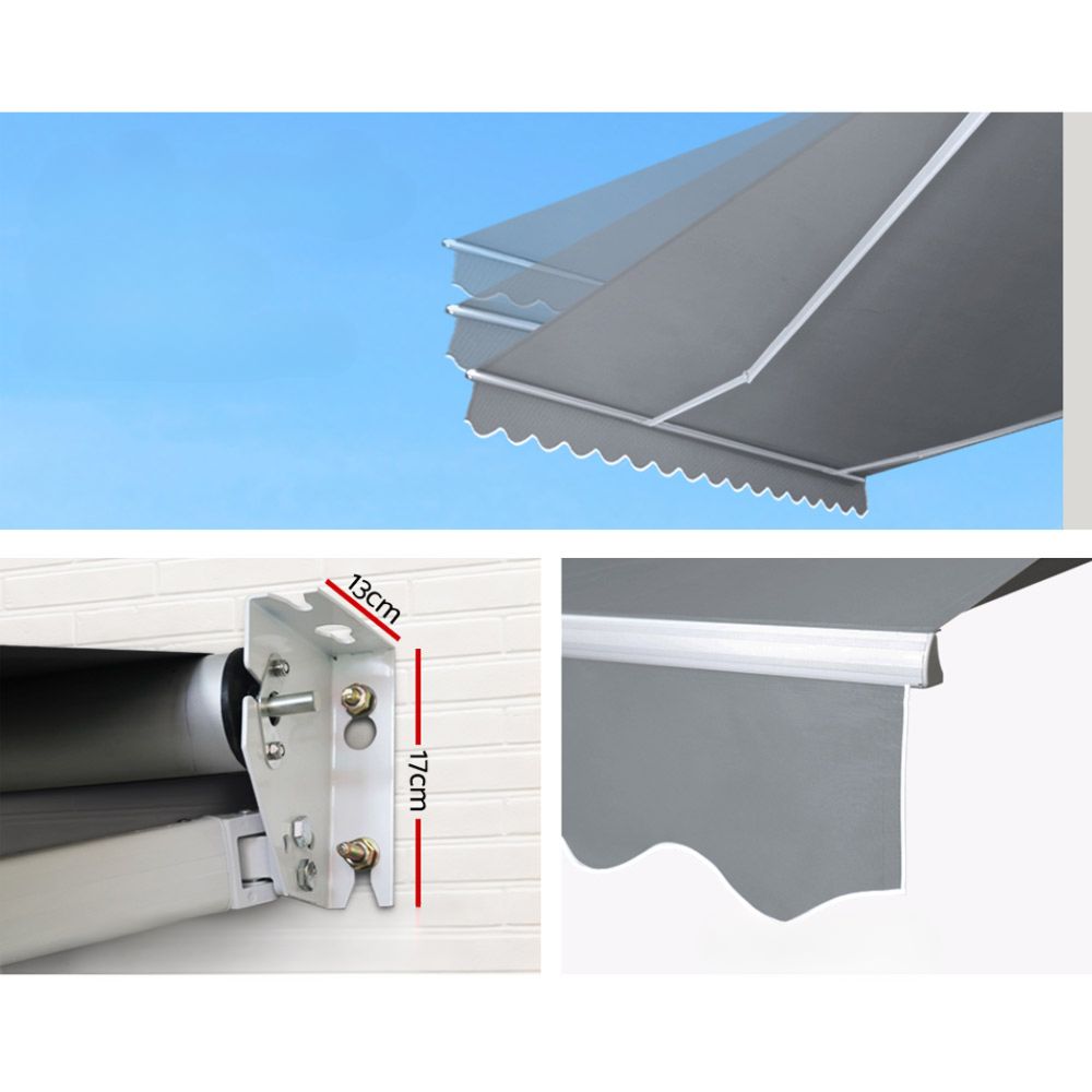 Awning Outdoor Patio Retractable Folding Arm Pearl Grey - 4x2.5m
