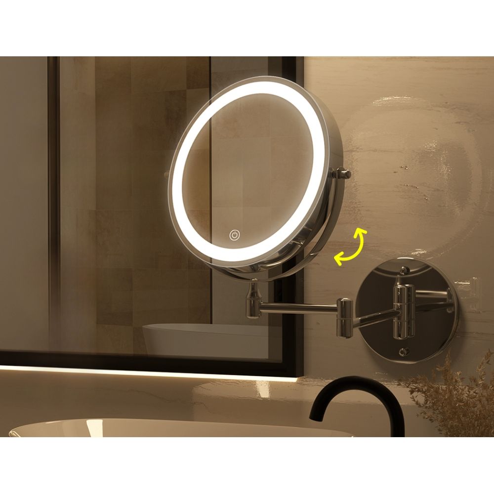 Extendable Makeup Double-Sided Bathroom Magnifying Mirror - White
