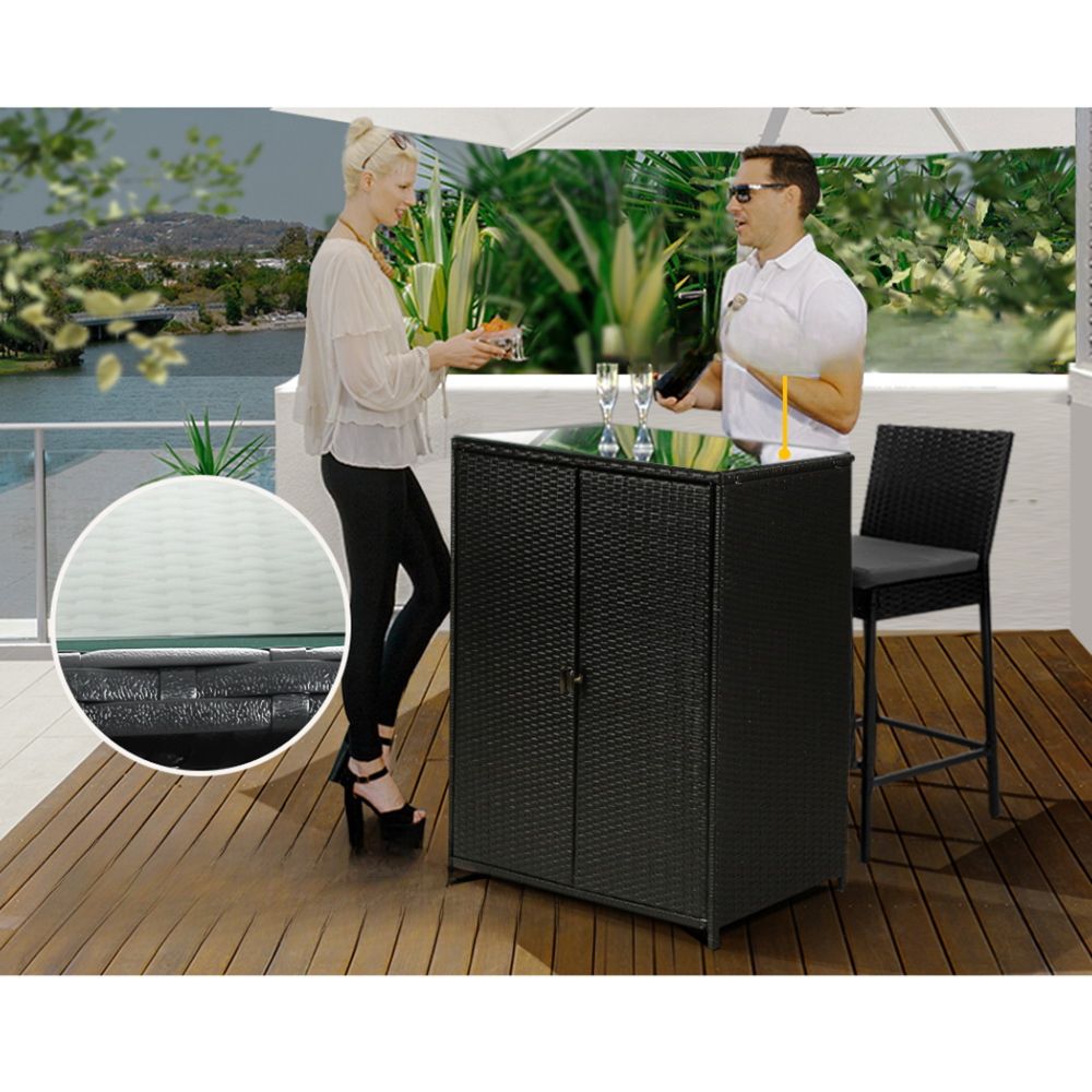 Outdoor Storage Cabinet Garage Shelf Chest Garden Shed Tools - Black