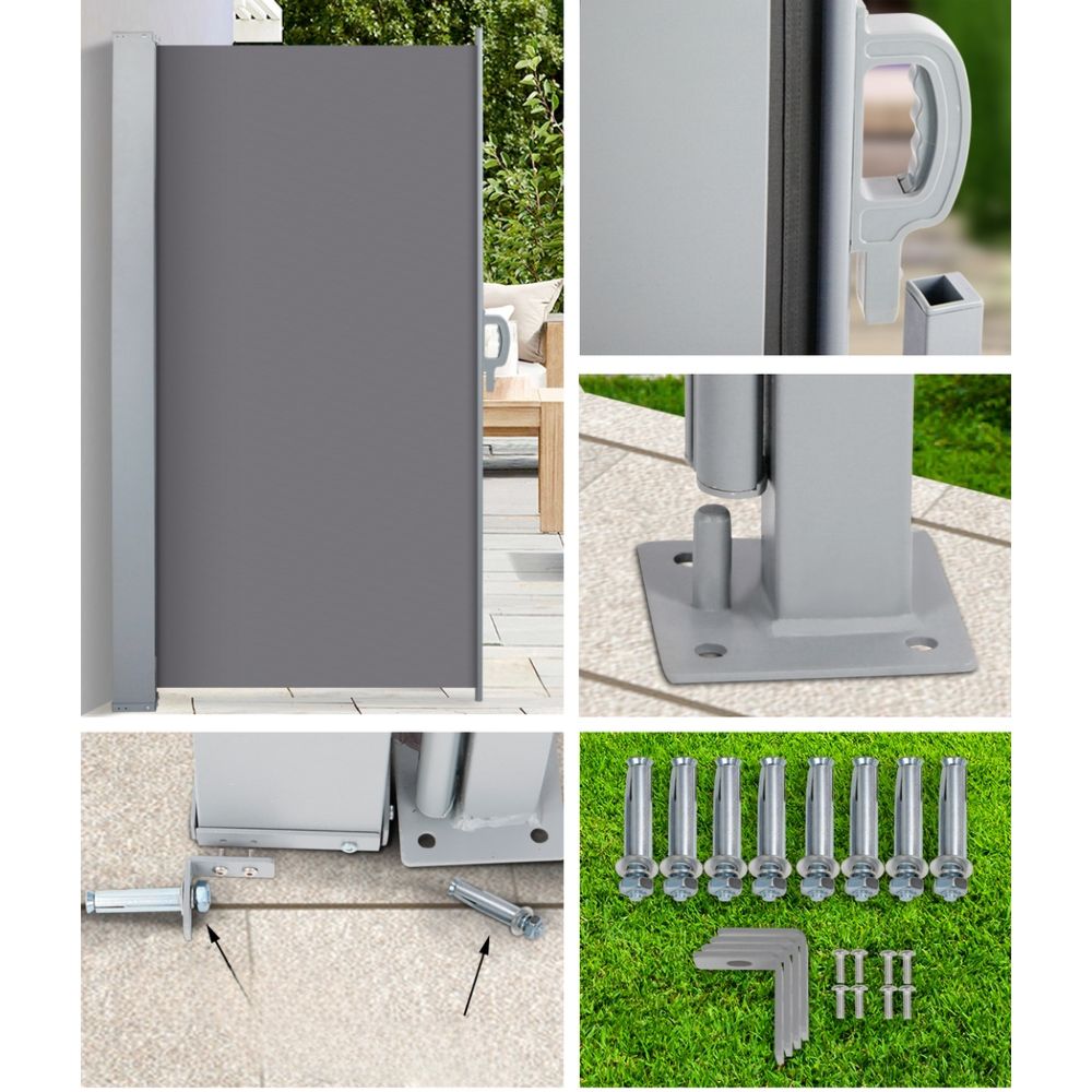 Sun Awning Shade Outdoor Retractable Screen Grey - 1.4x3m