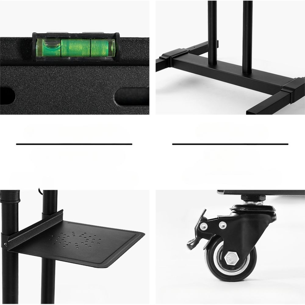 Steel Mobile TV Stand Cart Height-adjust up to 65" screens 40kg