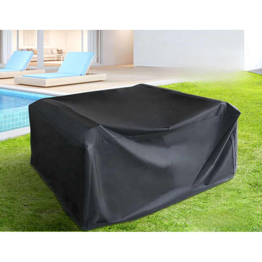 Outdoor Furniture Garden Rattan Patio Table Chairs Lounge Set - Black