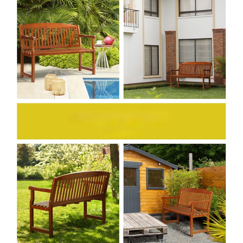 Outdoor Garden Bench Wooden Chair Patio Furniture Lounge Seat - White