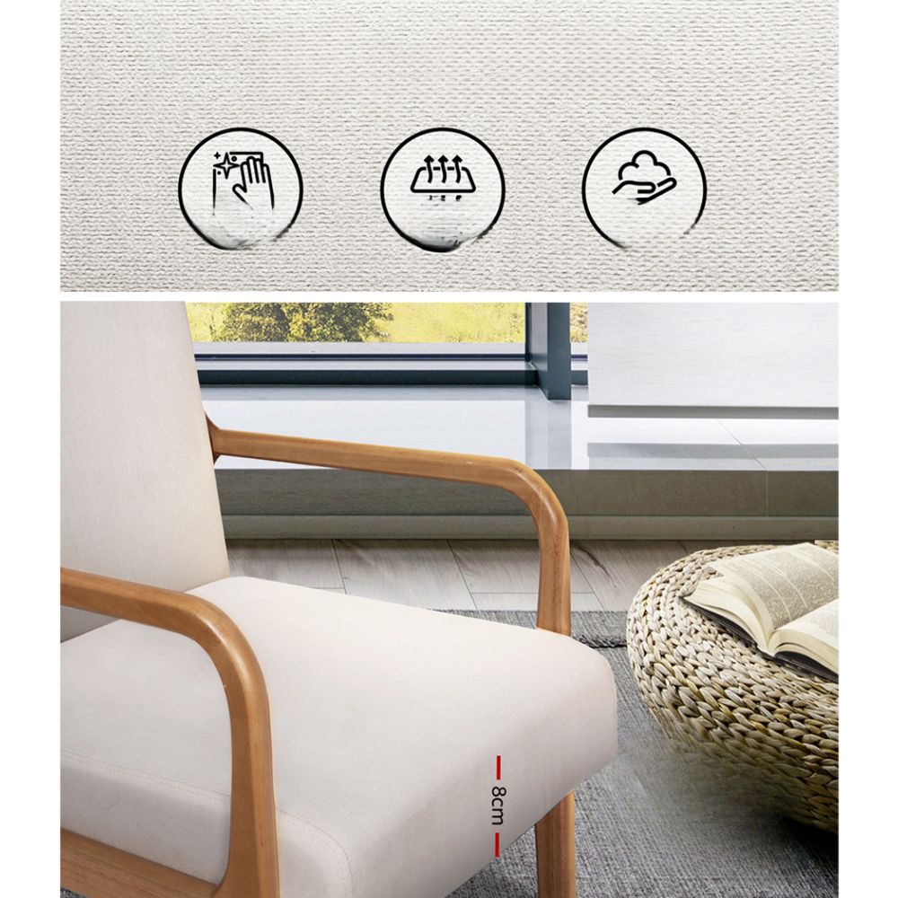 Armchair Lounge Chair Accent Armchairs Couch Sofa Bedroom Beige Wood
