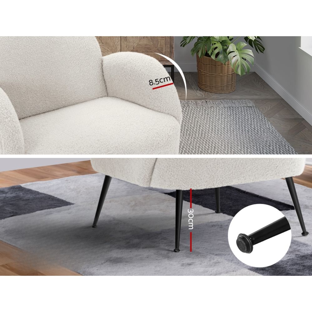 Armchair Lounge Chair Armchairs Accent Arm Chairs Sherpa Boucle White