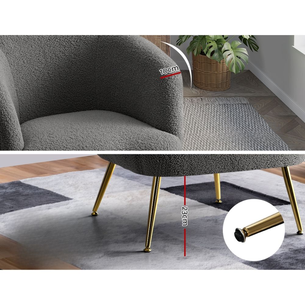 Armchair Lounge Chair Accent Chairs Arm Armchairs Sherpa Boucle Charcoal