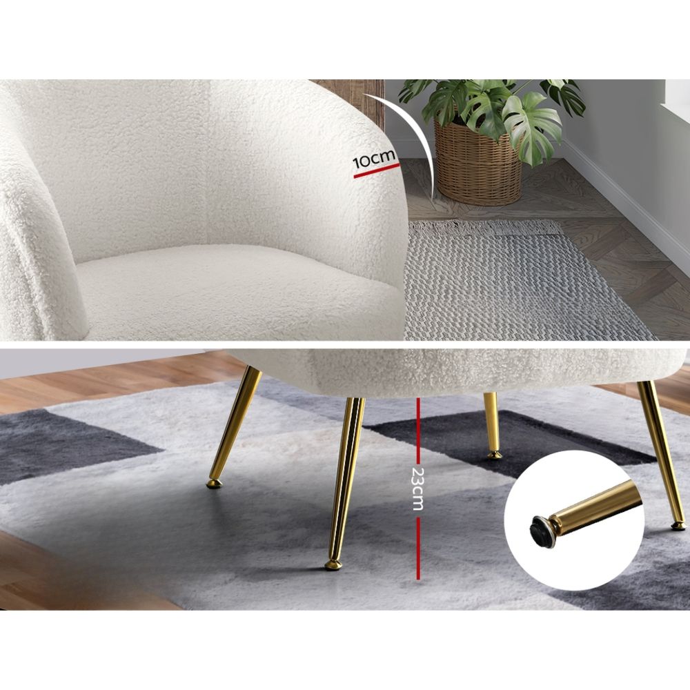 Armchair Lounge Chair Accent Chairs Armchairs Sherpa Boucle Sofa White