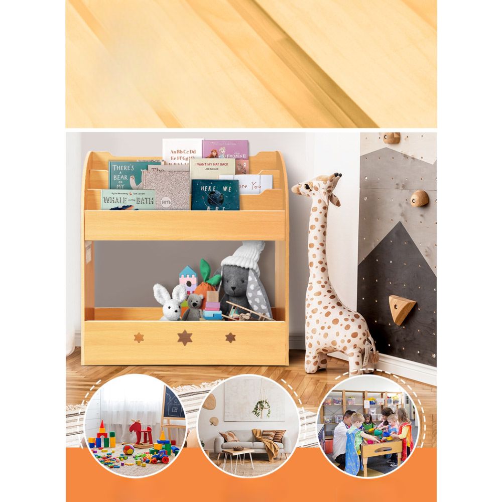 Kids Bookshelf Children Toy Storage Shelf Rack Organiser - Wooden