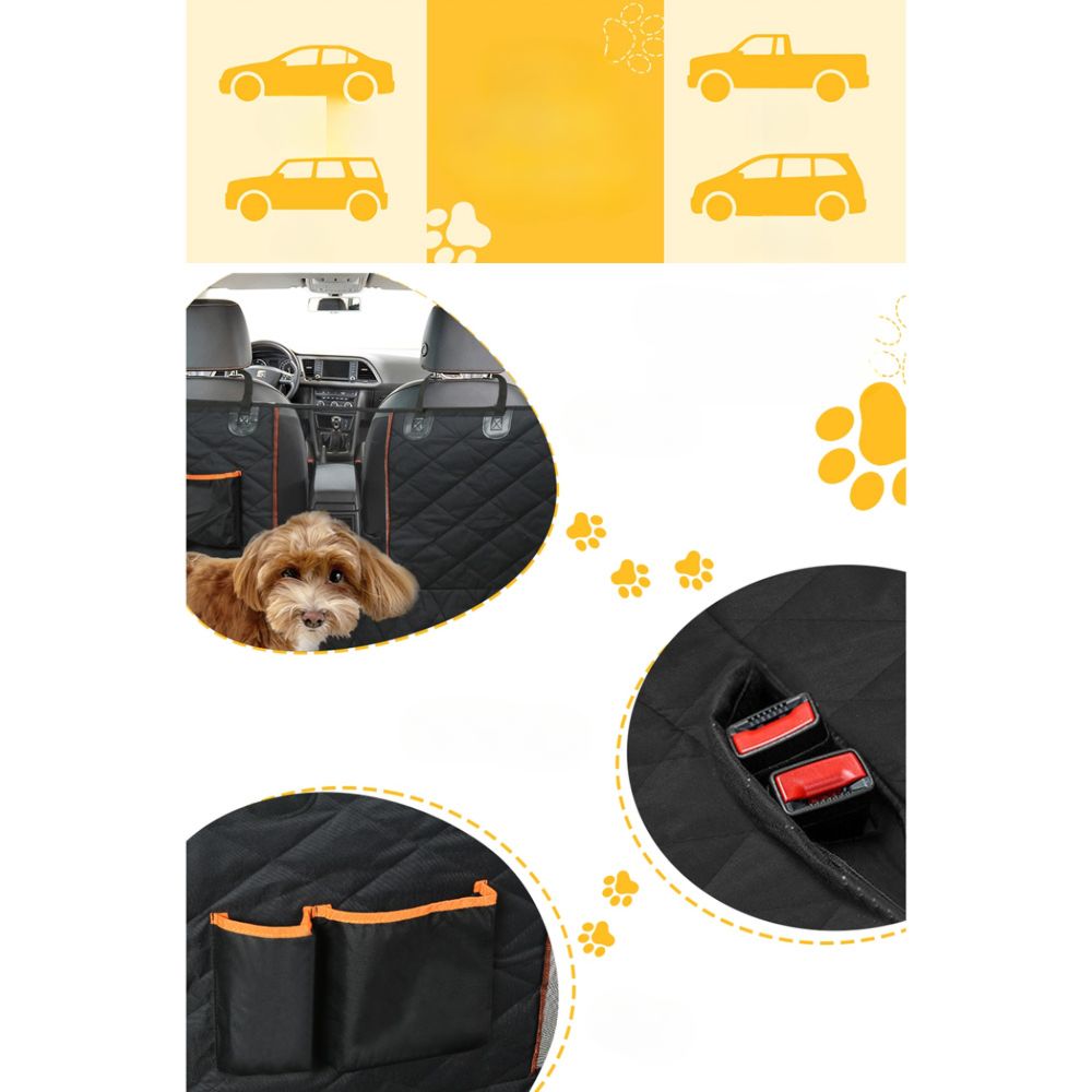 Pet Car Seat Dog Hammock Back Waterproof Belt Non Slip Mat - Black