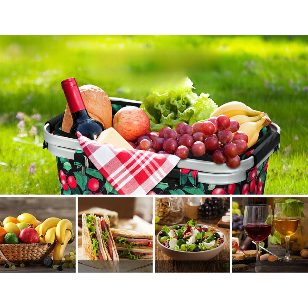 Picnic Bag Basket Folding Large Hamper Camping Hiking Insulated