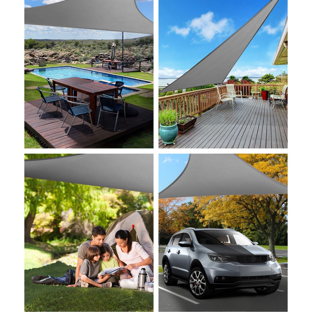 Sun Shade Sail Cloth Outdoor Canopy Rectangle Grey 280GSM - 3x3m