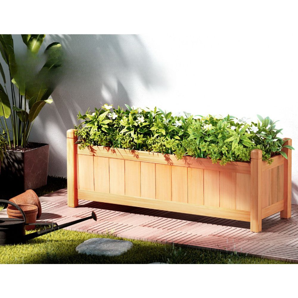 Garden Bed Raised Wooden Planter Outdoor Box Vegetables 90x30x33cm