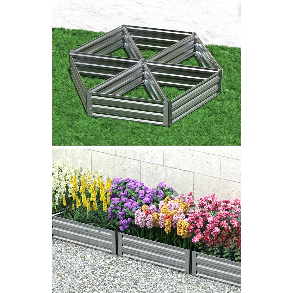 Garden Bed Galvanised Steel Raised Planter Vegetable 86x86x30cm