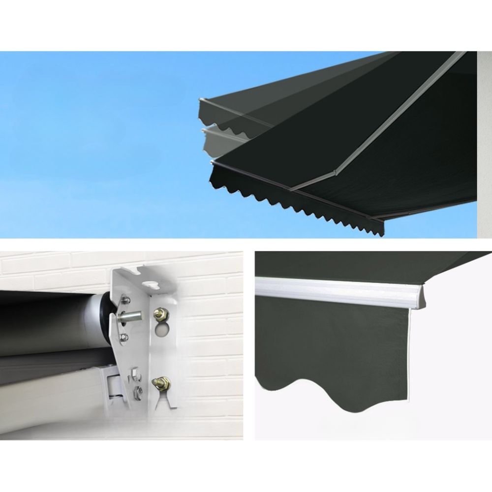 Side Awning Outdoor Blinds Retractable Sun Shade Grey - 3x2.5m