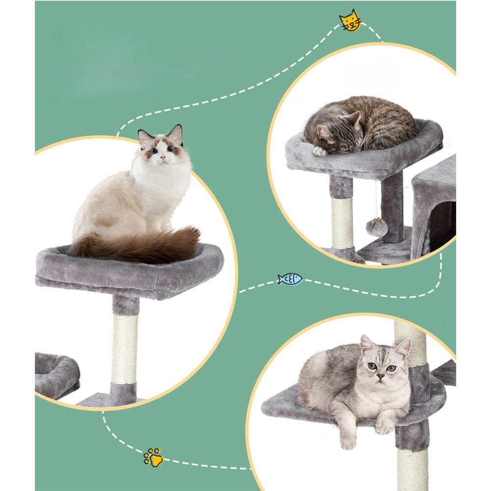 Cat Tree Tower Scratching Post Wood House Play Bed - 103cm