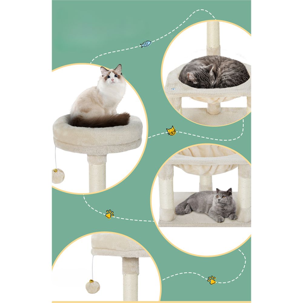 Cat Tree Tower Scratching Post Wood House Play Bed - 69cm