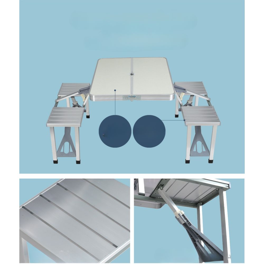 Camping Table Chairs Folding Outdoor Picnic Beach BBQ - 4 Seater