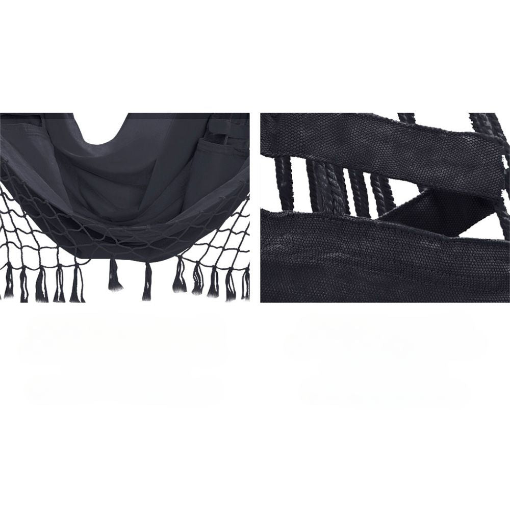 Outdoor Hammock Chair with Stand Tassel Hanging Rope - Grey