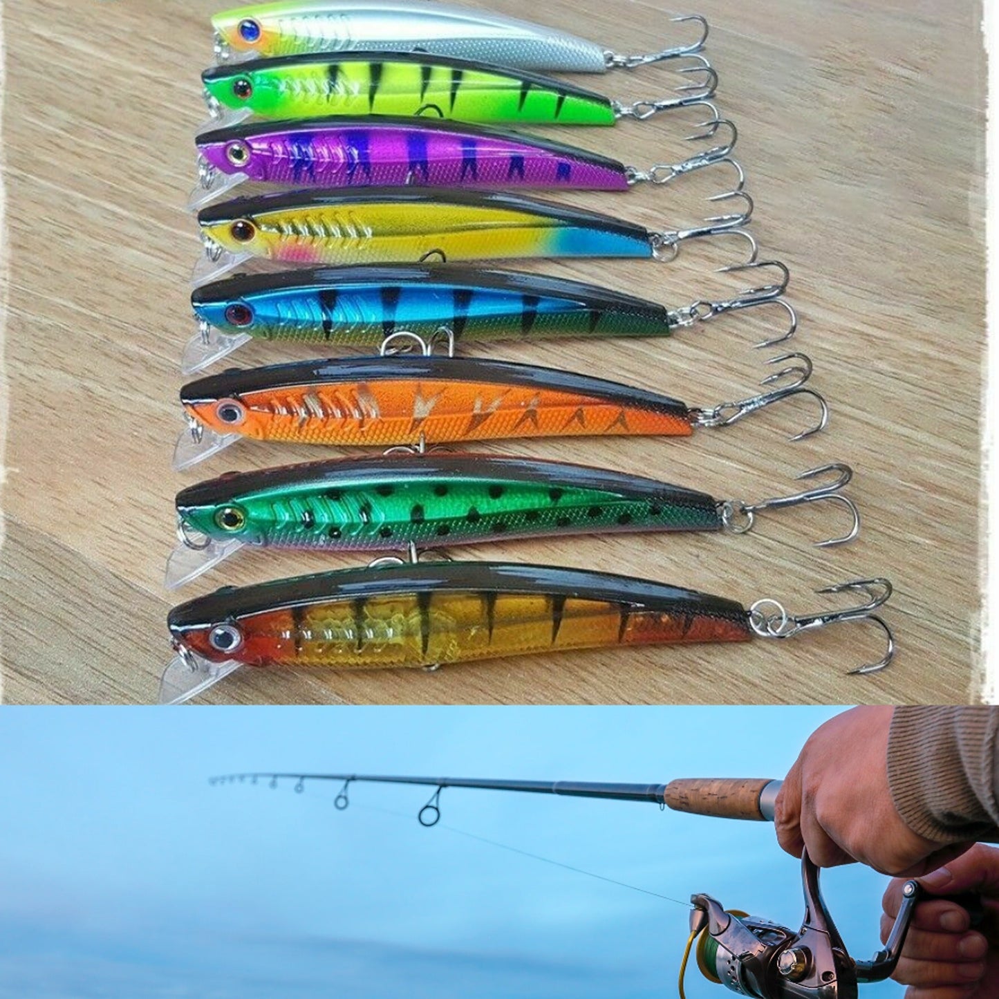 8pcs Minnow Fishing Lures Set Suitable for Trout Cod Bream