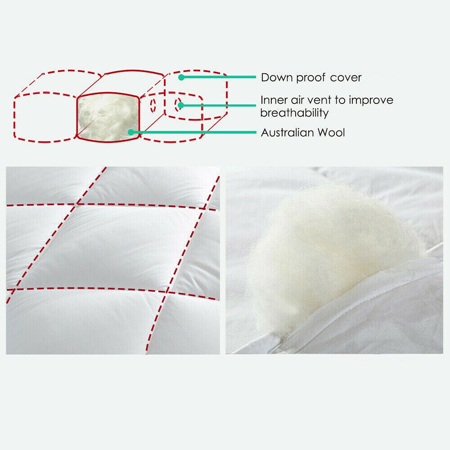 350GSM Down Wool Quilt Doona for Summer and Winter S KS D Q K SK