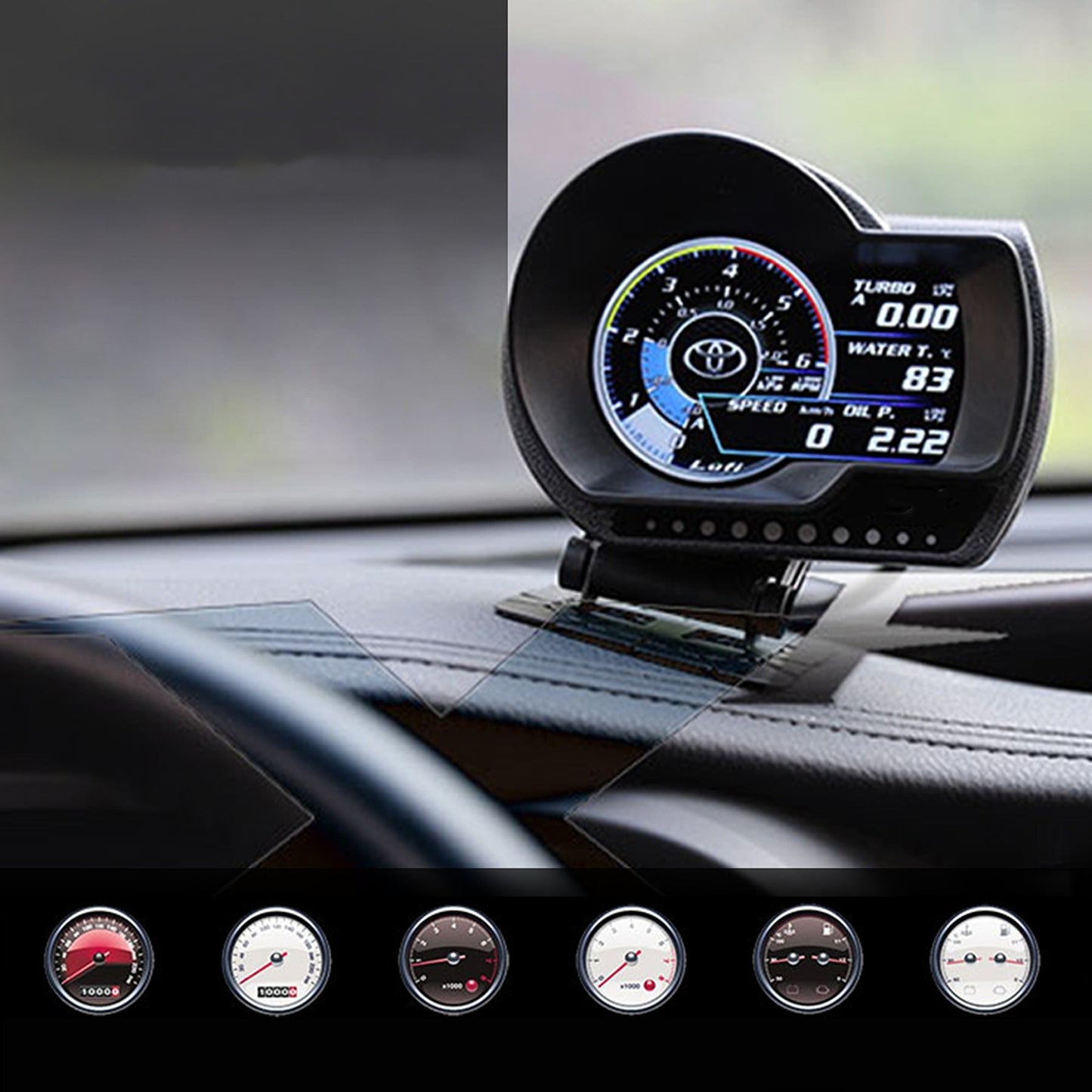 Lufi XF2 Multi-Functional OBD2 Gauge with Boost Water Oil Temp and Scanner