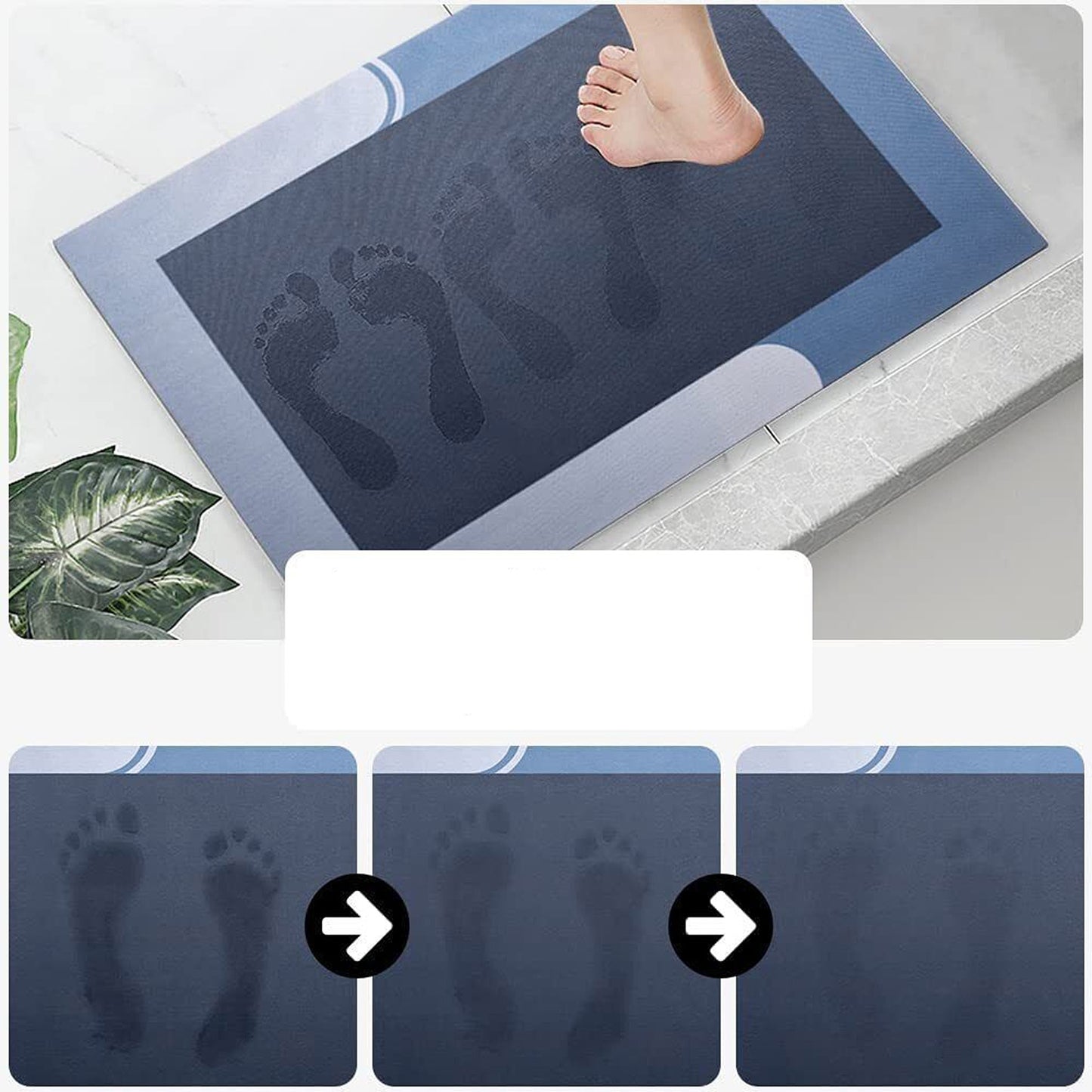 Navy Quick-Drying Non-Slip Bath Mat Super Absorbent Soft Diatom Mud