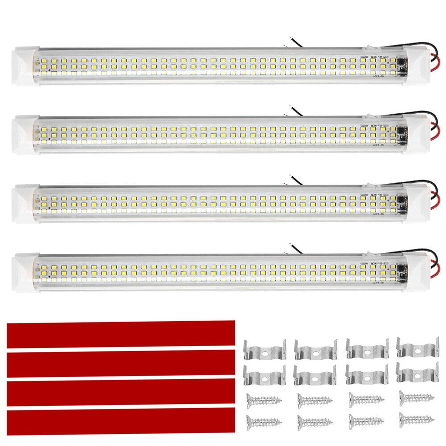 4pcs 12V LED Strip Lights for Car Interior Caravan Boat White Lamp