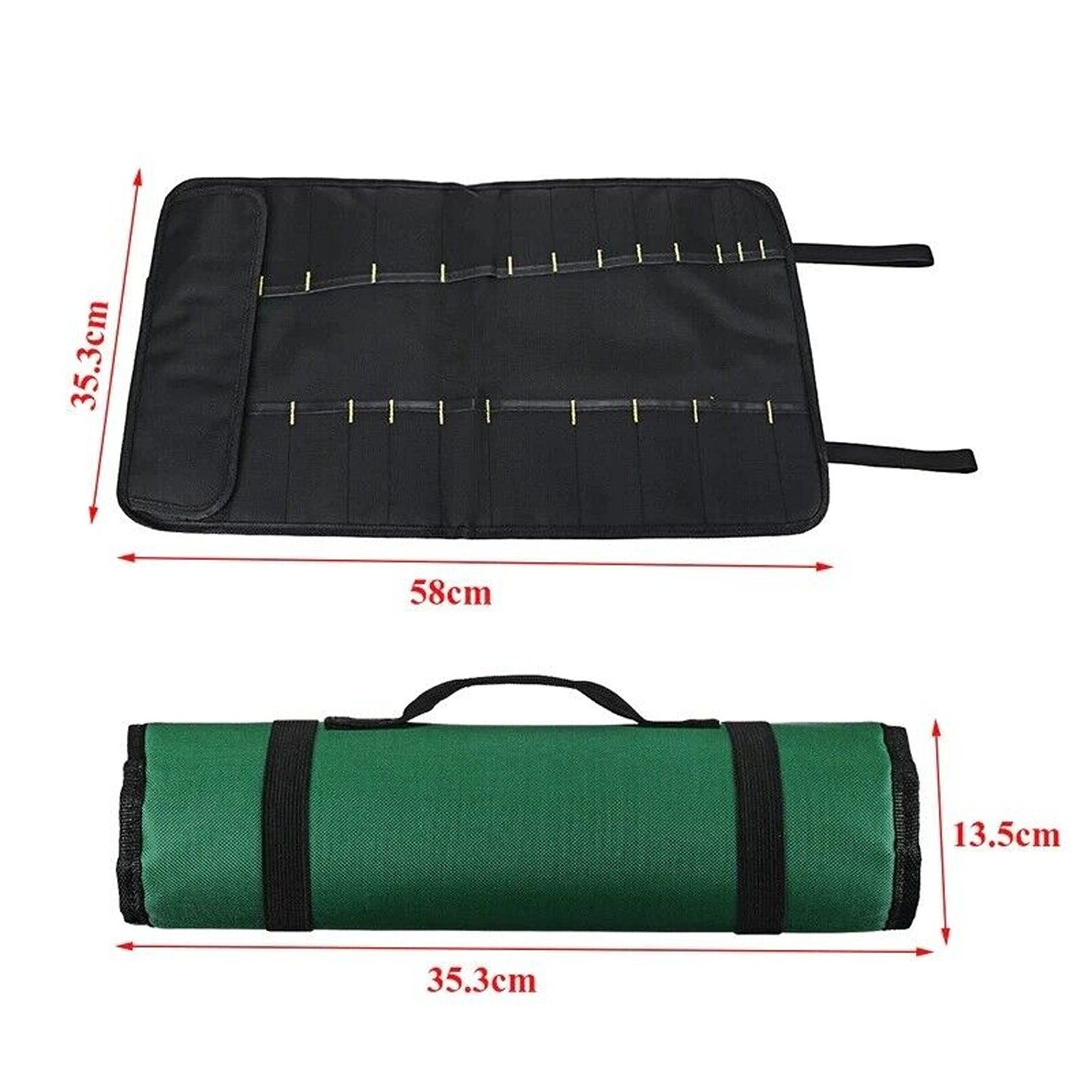 Canvas Wrench Roll Up Tool Bag with 22 Storage Pockets