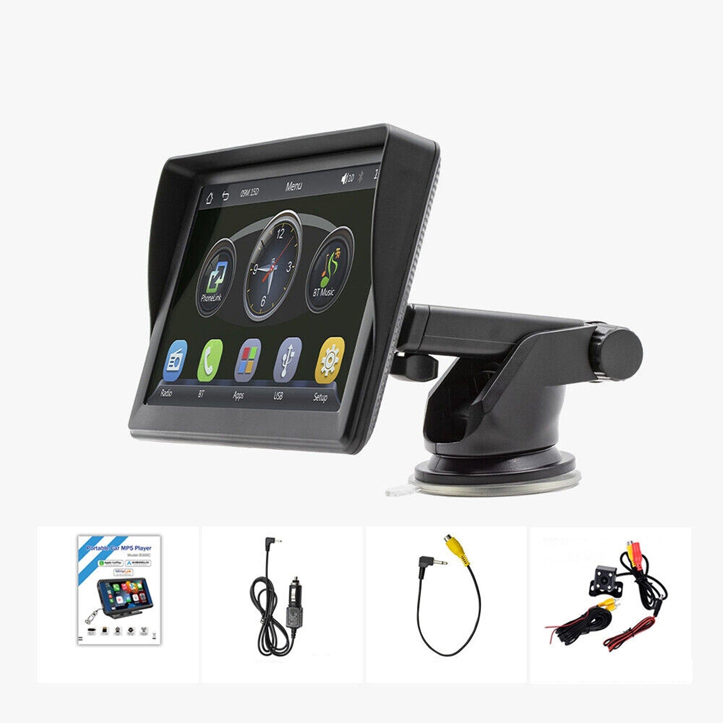 7in Wireless Apple Carplay and Android Auto Bluetooth Car Stereo with Camera