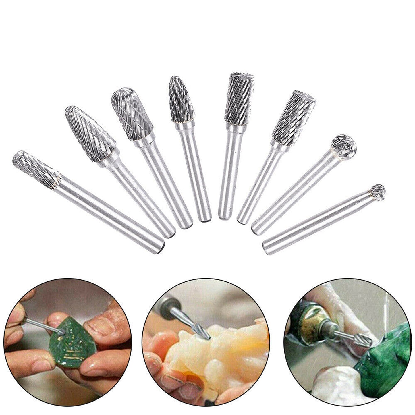 Carbide Tungsten Die Grinder Burr Set 8-Piece Rotary Tools for Metal Shaping