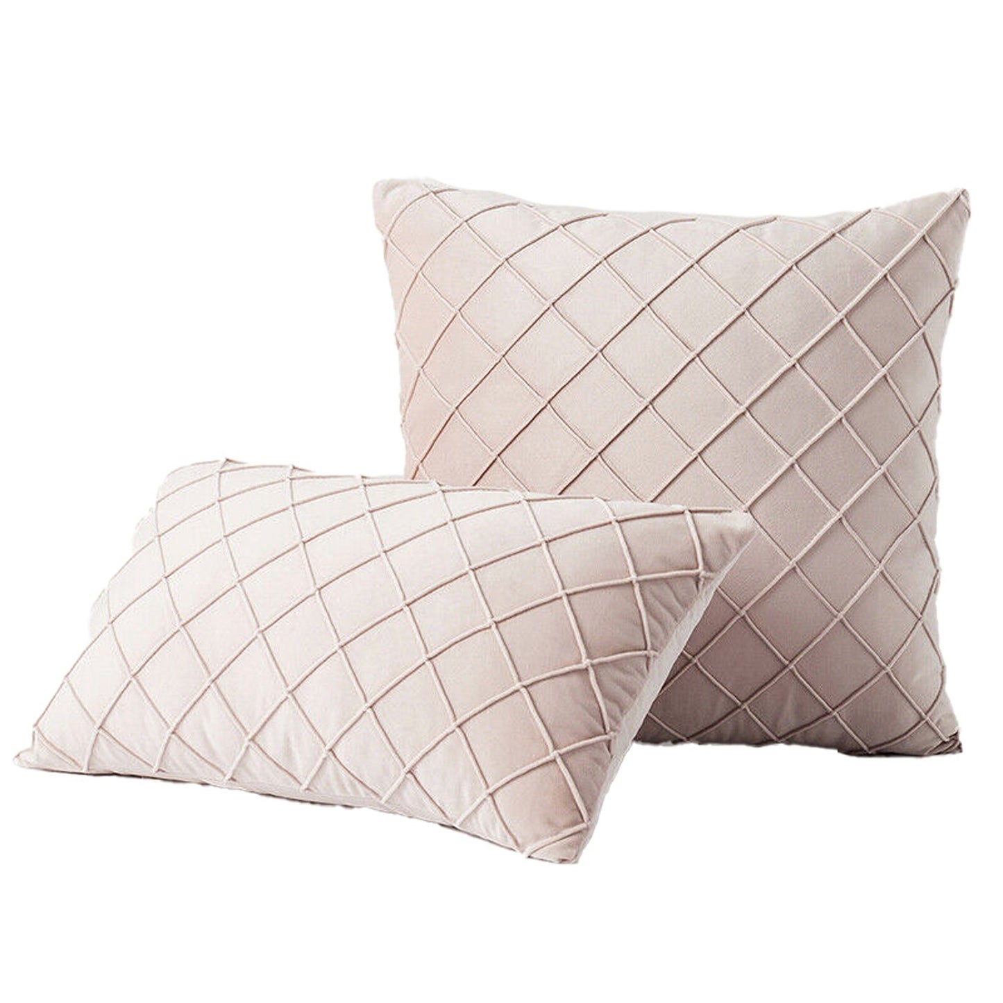 Pink Throw Pillow Case Velvet Cushion Cover Diamond Pleated