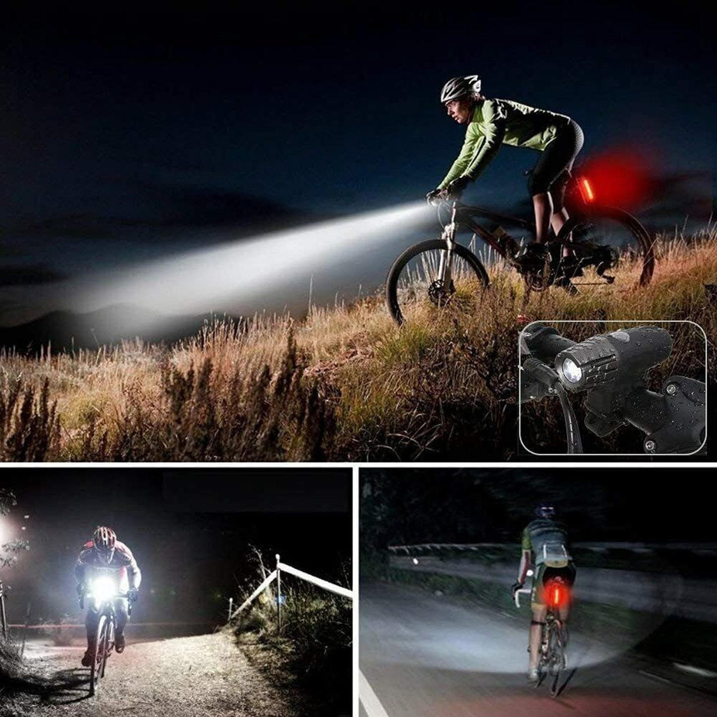 USB Rechargeable LED Bicycle Headlight Waterproof Cycle Front and Rear Light