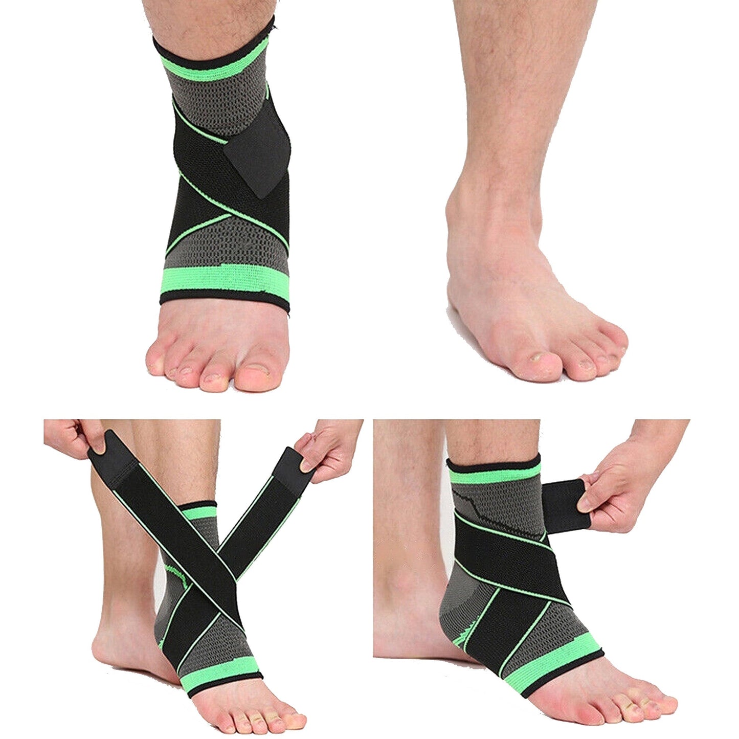 Green Ankle Brace Support Compression Sleeve for Plantar Pain Relief
