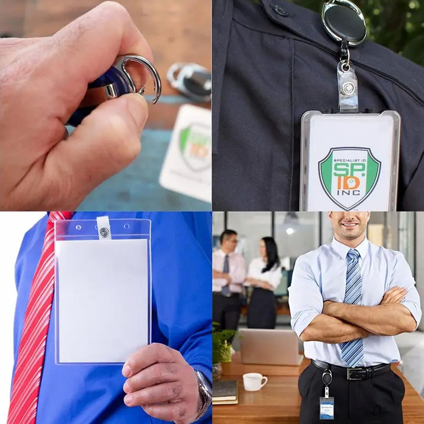 2pcs Dual Retractable ID Badge Reel with Belt Clip